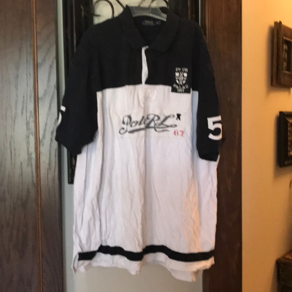 White and Black 3XLT Polo